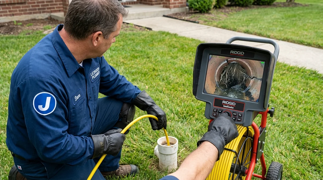 Sewer camera inspection being performed by Johns Plumbing LLC in Hamlin