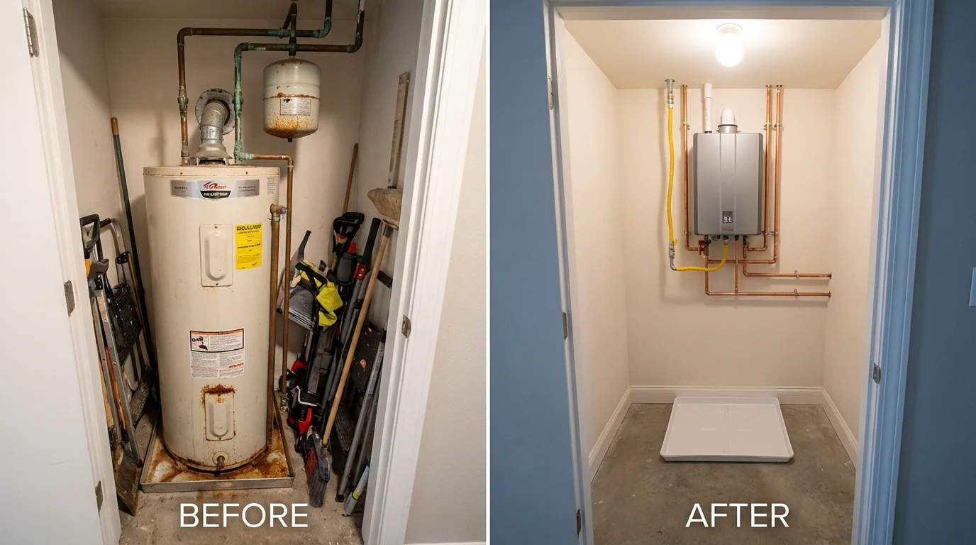 Tank water heater versus wall-mounted tankless unit comparison for Hamlin, TX homeowners